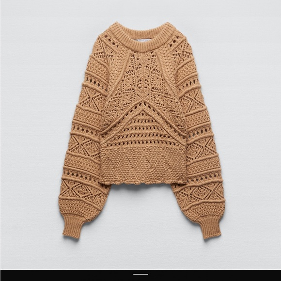 Zara open knit chunky textured knit sweater - Picture 13 of 13